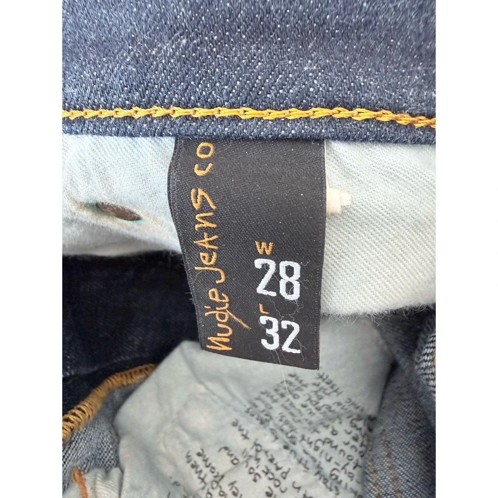 Nudie Jeans Co Mens 28x32 Dark Wash High Kai Skinny Stretch Denim Organic Cotton